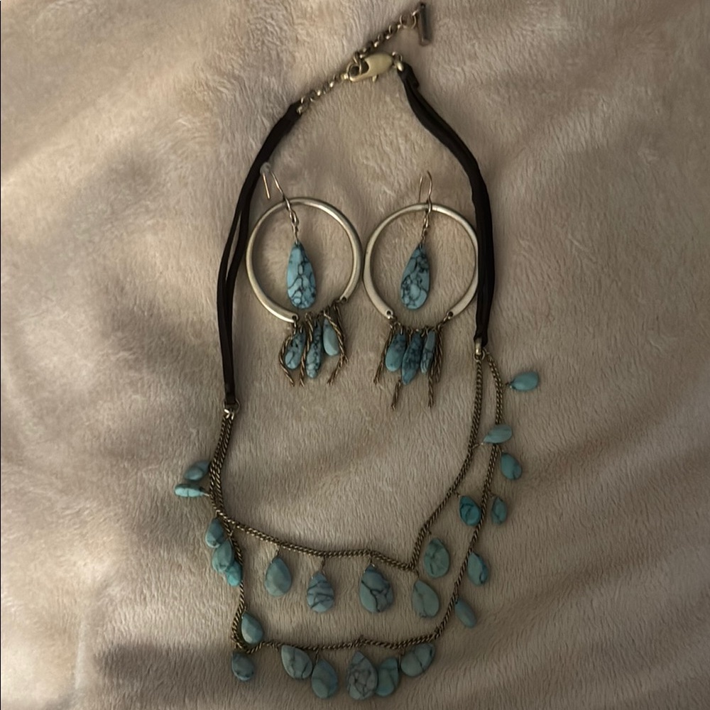 Kenneth Cole Turquoise Beaded Necklace and Earring Set